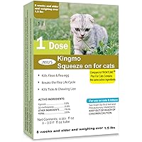 Flea and Tick Prevention for Cats, Cat Flea & Tick Control with Fipronil, Long-Lasting & Fast-Acting Topical Flea & Tick Treatment Drops for Kitten, 1 Doses