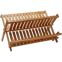 8813 Bamboo Wood Folding Dishrack, 17-3/4