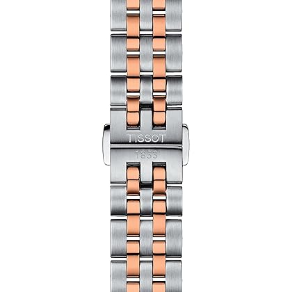 Tissot Womens Ballade COSC Lady 316L Stainless Steel case with Rose Gold PVD Coating Swiss Automatic Watch, Grey, Stainless Steel, 16 (T1082082211701)