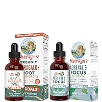 USDA Organic Astragalus Root Liquid Drops & USDA Organic Adults Adrenal & Focus Support Bundle by MaryRuth's | Immune Support, Focus, and Cardiovascular Support | Ginkgo Biloba | Brain & Memory Drops