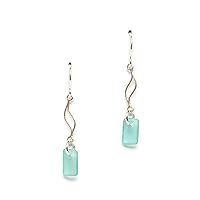 Sea Glass Journey Earrings (Teal) - Sterling Drop Beach Earrings for Women by EcoSeaCo, using recycled and sustainable material. Handmade in the USA