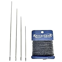 Unique Craft Upholstery Repair Tufting Needle and Thread Kit. 4 Heavy Duty Long Button Tufting Needles with 25 Yards Black Extra Strong 5-Cord Waxed Button Thread. UC-104