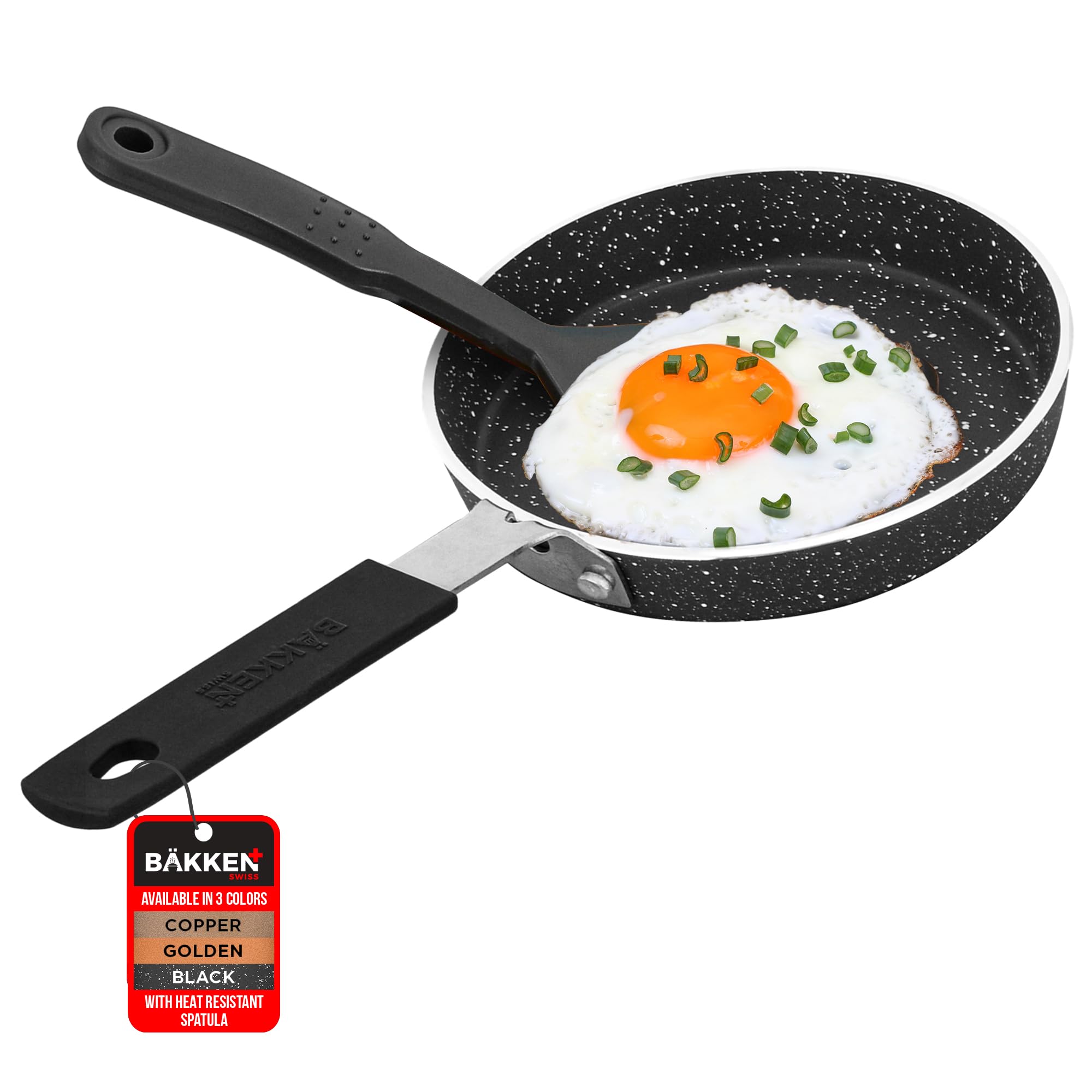 Bakken- Swiss 2-Piece Mini Nonstick Egg Pan & Omelet Pan – Egg Pan [5.5''] with Marble Coating  Non-Stick, Skillet, Eco-Friendly –for Eggs Pancakes, for All Stoves - Non Toxic
