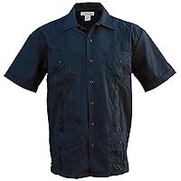 Foxfire Men's Casual Guayabera Cuban Shirt Regular, Big & Tall Sizes, Short Sleeve Pockets Cotton Blend