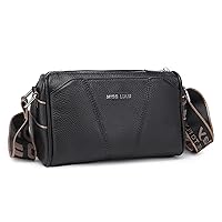 Miss Lulu Crossbody Bag Ladies Shoulder Bag with Wide Strap Genuine Leather with Detachable Shoulder Strap for Travel Shopping