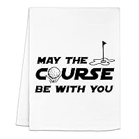 Moonlight Makers May The Course Be With You (Golf) Dish Towel, Funny Kitchen Towels, Father's Day Gift, Cotton Dish Towels for Kitchen Drying, New Home & Apartment Essentials, White Dish Towel