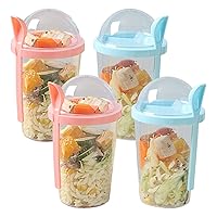 Travel Mugs, Overnight Oats Jar Reusable Breakfast Yogurt Pots Overnight Oats Container with Lids Spoon for Milk Cereal Salad 4PCS