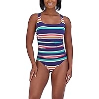 Nautica Women's Standard One Piece Swimsuit Crossback Tummy Control Quick Dry Removable Cup Adjustable Strap Bathing Suit