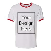 Add Your Own and Text Design Custom Personalized Ringer Adult T-Shirt Tee