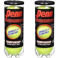 Championship Tennis Balls - Extra Duty Felt Pressurized Tennis Balls - (2 Cans, 6 Balls)