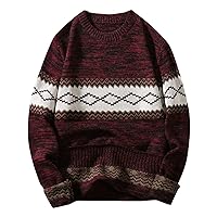 DuDubaby Fashion Casual Long Sleeve Color Round Neck Men's Sweater Loose Pullover