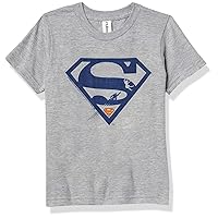 DC Comics Superman Super Man Logo Boy's Crew Tee, Athletic Heather, Youth Large