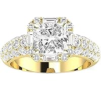 KnSam Women's Solitaire Engagement Ring Wedding Ring 1.5 Carat Halo Baguette Pave Set Diamond with 0.75 Ct D-E VS1-VS2 Main Stone Genuine Jewellery