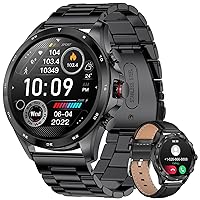 LIGE Smart Watches for Men,1.32“ Smart Watch with Bluetooth Calls/Message Push, 20 Sport Modes Blood Pressure/Heart Rate Tracker Mens Smartwatch for Android iOS Black 2 Straps