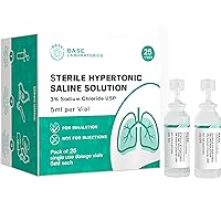 Base Labs 3% Hypertonic Saline Solution for Nebulizer Machine | Saline Solution for Kids & Adults for Inhalation Treatment & Nasal Hygiene Devices | Clears Lungs & Congestion l 25 Vials 5ml Unit Dose