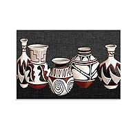 African Clay Pot Porcelain Poster Vintage Southwest Pottery Abstract Art Poster Canvas Wall Art Poster For Room Aesthetic And DecorCanvas Painting Wall Art Poster for Bedroom Living Room Decor 24x36in