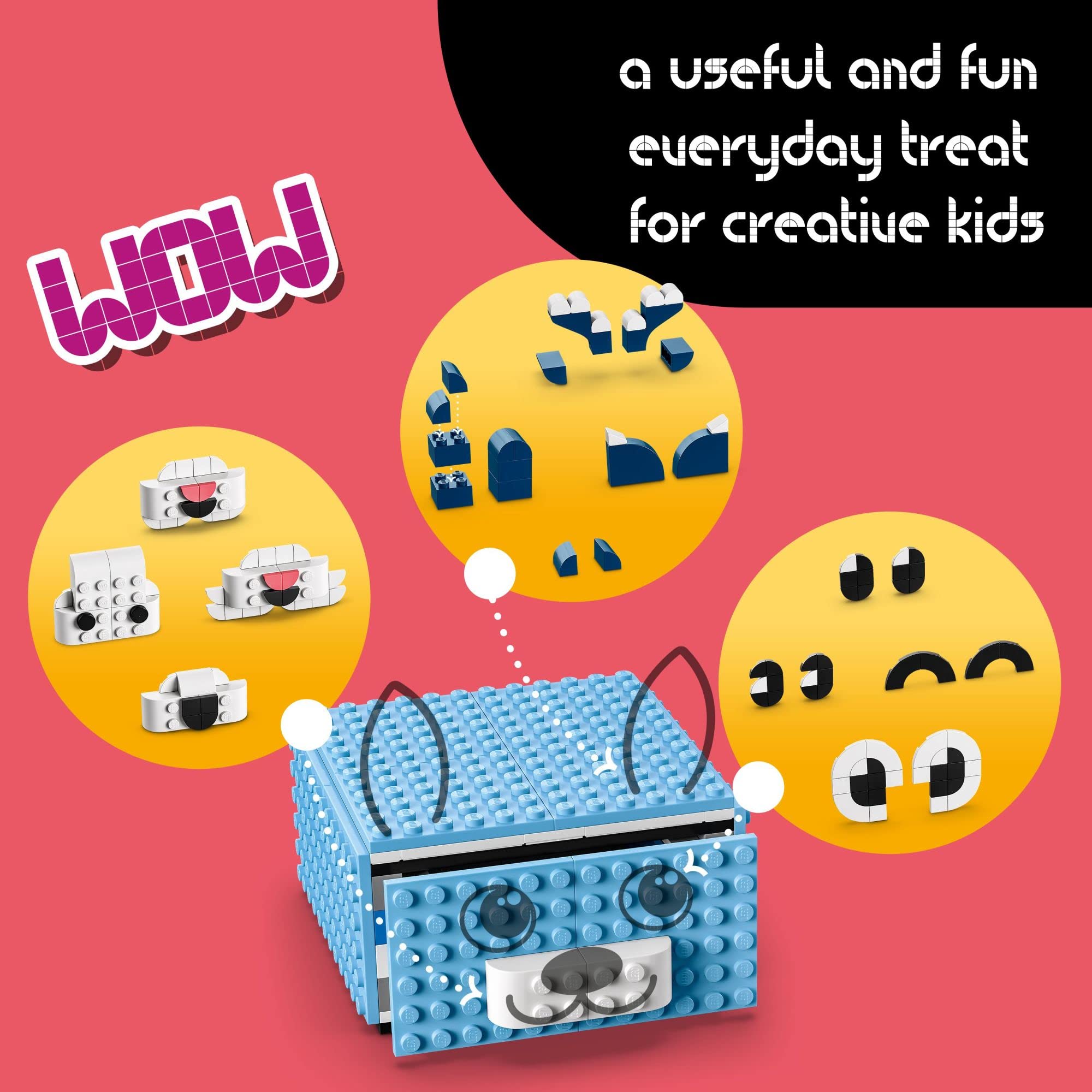 LEGO DOTS Creative Animal Drawer 41805, Toy Mosaic Kit for Children, DIY Jewelry Storage Box or Desk Caddy, Kids Arts & Crafts Kit