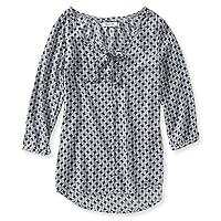 AEROPOSTALE Womens Abstract Houndstooth Tunic Blouse, Grey, Small