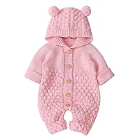 Camidy Baby Boy Girl Knitted Romper Outfits Infant Hoodie Sweater Bear Jumpsuit Overalls One-piece Bodysuit Outerwear