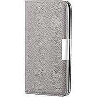 Magnetic Flip Phone Cover Holster, for iPhone SE (2Th Gen) (2020) 4.7 Inch Lychee Pattern Leather Wallet Folio Kickstand Case [Card Holder] (Color : Gray)