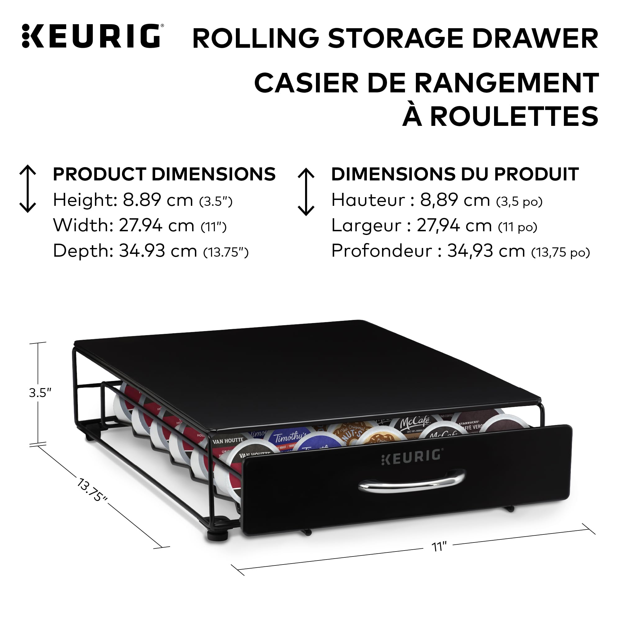 Keurig Under Brewer Storage Drawer, Coffee Pod Storage, Holds Upto 35 Keurig K-Cup Pods, Black