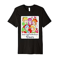 Anime Otaku Elves Girl In Christmas Cosplay Waifu Manga Premium T-Shirt