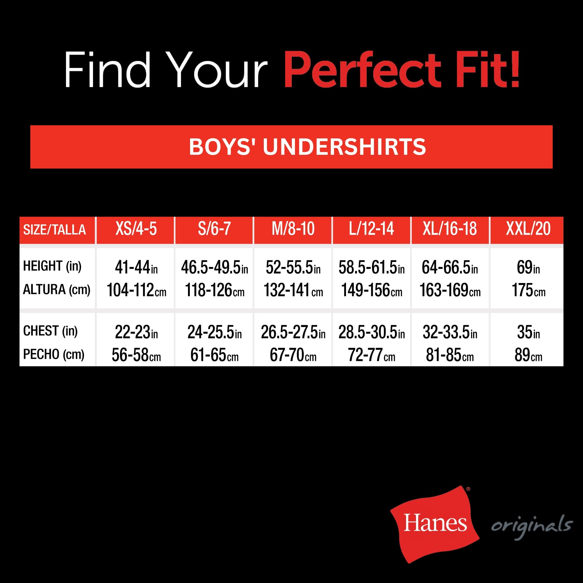 Hanes Boys' Big Originals Crewneck Undershirts Pack, Stretch Cotton, Black & Assorted, 5-Pack