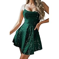 Sequin Homecoming Dresses for Teens Glitter Tulle Prom Dress Backless A Line Mini Cocktail Party Gowns