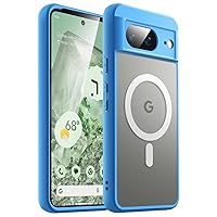 JETech Magnetic Case for Google Pixel 8 6.2-Inch 2023, Compatible with MagSafe, Translucent Matte Back Shockproof Phone Cover (Bay)