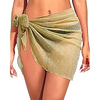 Holipick Shiny Sarong Coverups for Women Bathing Suit Wrap Skirt Swimsuit Beach Bikini Cover Up