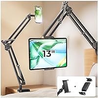 LISEN Tablet Stand Phone Holder iPad Holder for Desk Mount[Ultra Sturdy] 2 Clamps Kindle Holder for Bed Gooseneck Phone Tablet Holder Mount Phone Stand fits iPhone 15 Pro iPad Kindle 4-13