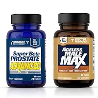 Ageless Male Max Total Testosterone Booster & Super Beta Prostate Advanced Prostate Supplement for Men - Boost Testosterone & Reduce Frequent Nighttime Bathroom Trips. Ultimate Men's Health Package