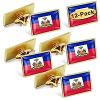 12/24/50/100Pcs Haiti Flag Lapel Pins Bulk - Metal Haitian Brooch Badge Souvenir for Men Women Clothes Bags Hats