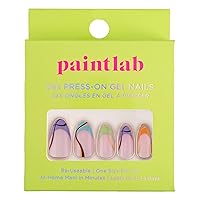 PaintLab Press On Nails, 24 Piece Fake Nails Kit Plus Nail Glue, Nail File, Prep Pad and Cuticle Stick, Gel Nail Kit for Women and Girls, Multi Tie Almond