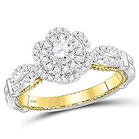 14kt Two-tone Gold Womens Round Diamond Solitaire Catalina Bridal Wedding Engagement Ring 3/4 Cttw