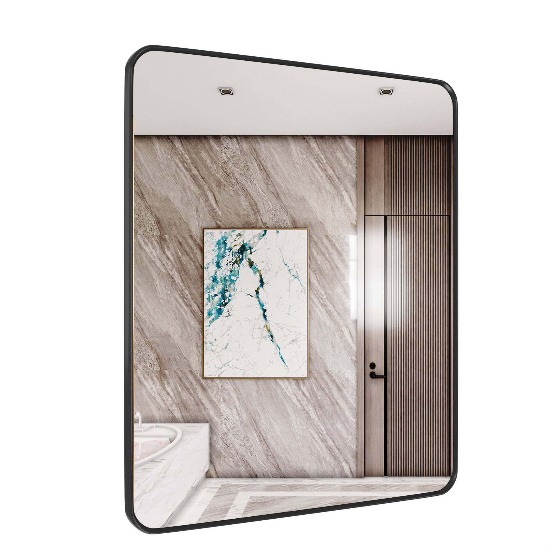 SNUGACE Black Vanity Mirror for Bathroom, Rectangle Frame Bathroom Wall Mounted Mirrors, 30x36 Inch