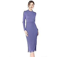 Winter Maxi Sweater Dress Long Sleeve Ribbed Knit Bodycon Sweater Dress for Women V-Neck Midi Wrap Long Dresses