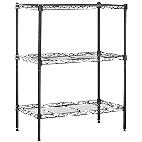 Amazon Basics 3-Shelf Narrow Adjustable, Heavy Duty Storage Shelving Unit (250 lbs loading capacity per shelf), Steel Organizer Wire Rack, Black, 23.2
