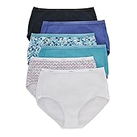 Hanes Women's High-Waisted Brief Panties, 6-Pack, Moisture-Wicking Cotton Brief Underwear (Colors May Vary)