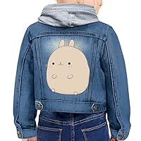 Bunny Illustration Toddler Hooded Denim Jacket - Art Jean Jacket - Unique Denim Jacket for Kids