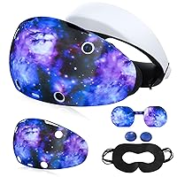 Accessories for PSVR2, VR Shell, Disposable Eye Cover, Joysticks Case, Lens Protector Cover for Playstation VR2 Accessories , Soft Washable Anti-Scratch Silicone Sleeve for PS VR 2 (Starry Purple)