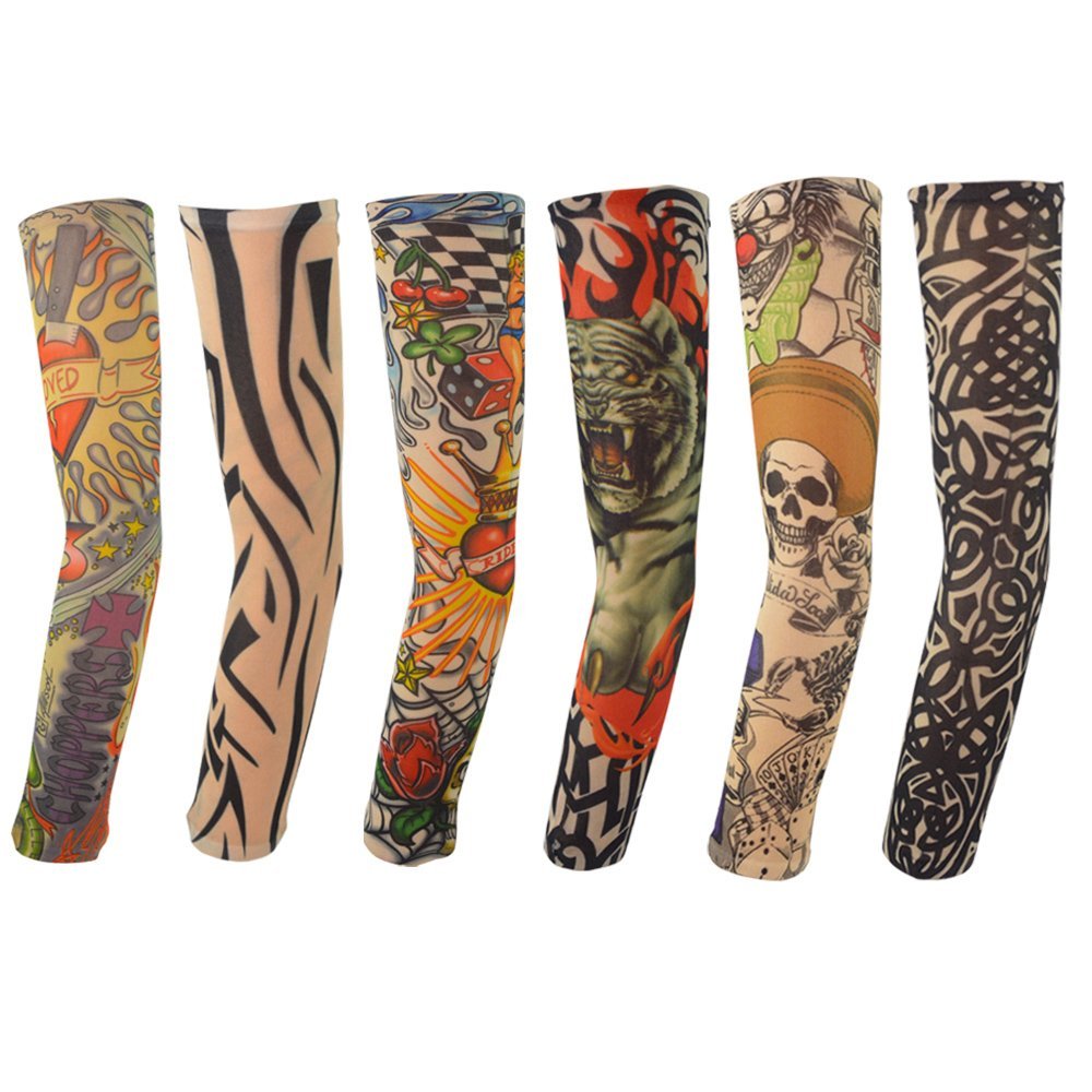 Hmxpls 6 Pcs Tattoo Compression Sleeve, Arm Sleeves Tattoo, Tatto Sleeve Covers, Temporary Tattoo Sleeves, Sunscreen Sleeves.