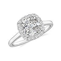 Natural Diamond Cushion Halo Ring for Women in Sterling Silver / 14K Solid Gold/Platinum