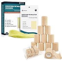 Medical Xeroform Petrolatum Dressing 5x9,Self Adhesive Bandage Wrap(12 Pack, 3 Inch x 5 Yards)