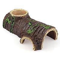 Reptile Hide Cave Resin Bark Hideout Reptile Cave with Water Basin Reptile Shelter Sleeping Cave for Bearded Dragon Lizards Snakes Leopard Gecko (Modern)