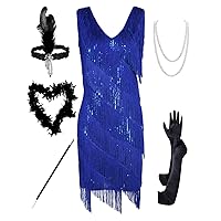 PrettyGuide Women's Flapper Dress Sequined Fringe 1920s Gatsby Party Cocktail Dresses