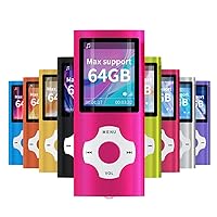 Mymahdi MP3 Player Portable Music Player, 1.8 Inch LCD Screen with Video/Voice Record/FM Radio/E-Book/Photo Viewer, Max Support 64GB Pink