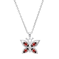 Dazzlingrock Collection 6X3 MM Marquise Gemstone Ladies Butterfly Pendant (Silver Chain Included), Available in Various Gemstones in 10K/14K/18K Gold & 925 Sterling Silver