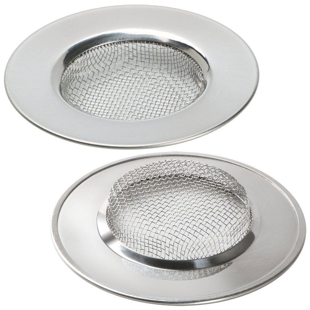 TRIXES Sink Strainer for Shower - Plug Hole Hair Catcher - Fits Bath or Kitchen Sink Plugholes - Stainless Steel Mesh Sink Drain Filter - 3 Inch 7.6cm Outer Diameter
