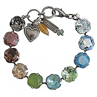 Mariana Silvertone Forget Me Not Large Cushion Crystal Statement Bracelet, Gradient Multi Color Brown Blue Gray 4326/2 1329